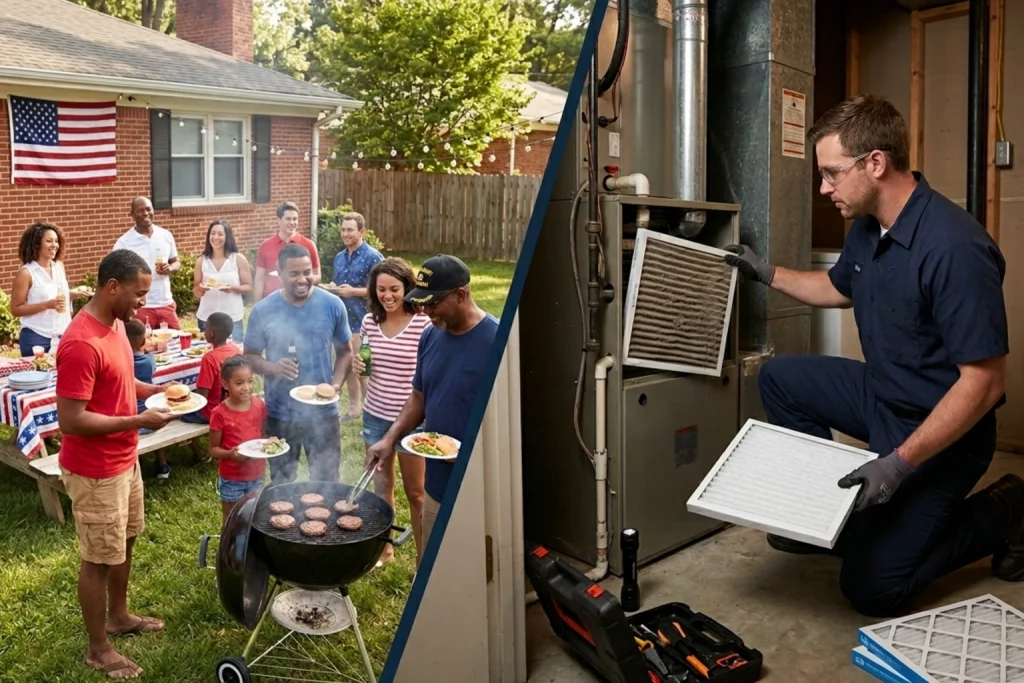 Homeowners enjoying cleaner indoor air during summer celebrations